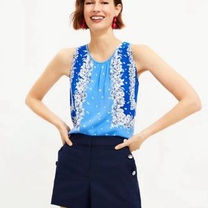 NWT Loft Floral Trellis Shell Top, Blue, Size XL